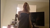 My beautiful MILF wife Alexis dancing in towel.. and yes Alexis has had open heart surgery if your wondering what the chest scar is