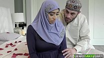 Hot teen in hijab strips off and rides her wet pussy on top of her boyfriends man meat!
